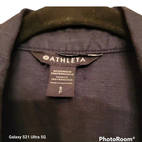 Athleta Playa Tie Top 100% Linen Wrap with Drawstring Bottom Black Size S - Picture 4 of 5